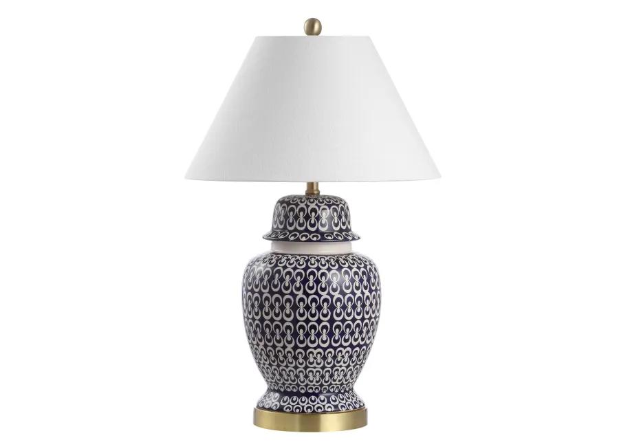 Tegola 28.5" Ceramic/Iron Coastal Modern LED Table Lamp,Navy