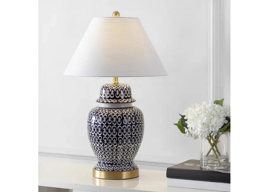 Tegola 28.5" Ceramic/Iron Coastal Modern LED Table Lamp,Navy