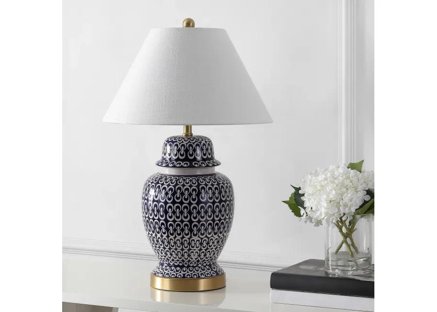 Tegola 28.5" Ceramic/Iron Coastal Modern LED Table Lamp,Navy