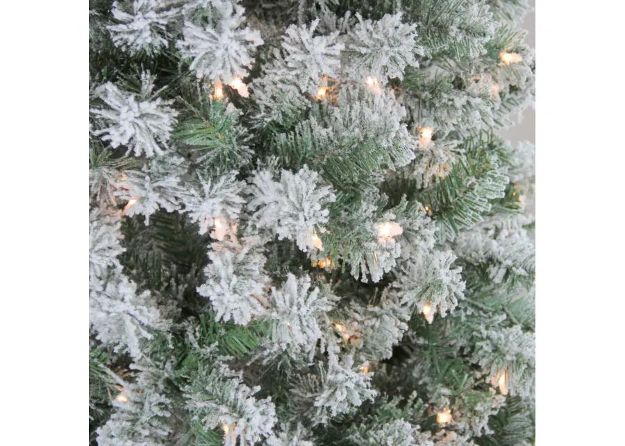 7.5' Pre-Lit Full Winema Pine Flocked Artificial Christmas Tree - Clear Lights