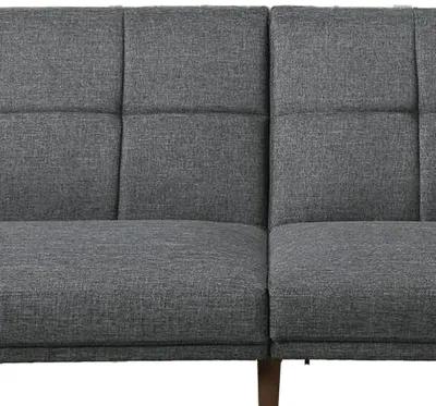 Fabric Adjustable Sofa with Square Tufted Back, Light Gray-Benzara