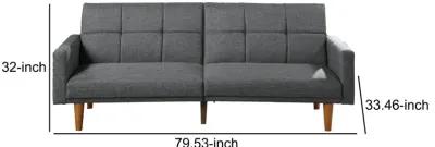 Fabric Adjustable Sofa with Square Tufted Back, Light Gray-Benzara