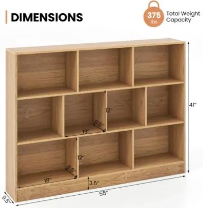 Hivvago 41 inches Wooden Toy Storage Organizer with 10 Cubes for Classroom Daycare Nursery Kindergarten