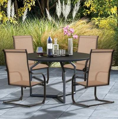 2 Pieces C-Spring Motion Patio Dining Chairs with Breathable Fabric