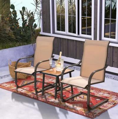 2 Pieces C-Spring Motion Patio Dining Chairs with Breathable Fabric