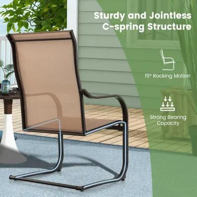 2 Pieces C-Spring Motion Patio Dining Chairs with Breathable Fabric