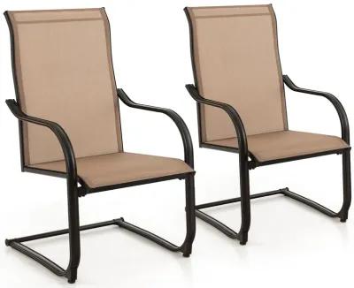 2 Pieces C-Spring Motion Patio Dining Chairs with Breathable Fabric