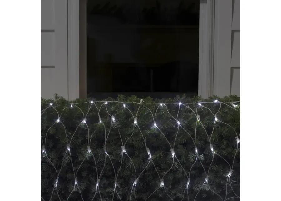 2' x 8' Pure White LED Wide Angle Net Style Column Wrap Christmas Lights  White Wire