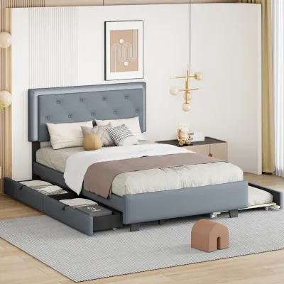 Merax Velvet Storage Platform Bed with 2 Big Drawers