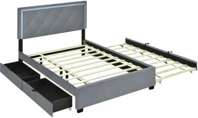 Merax Velvet Storage Platform Bed with 2 Big Drawers