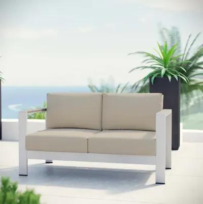 Modway - Shore Outdoor Patio Aluminum Loveseat