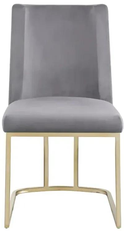 Dining Chairs, Velvet Upholstered Side Chair, Gold Metal Legs (Set Of 2) - Gray