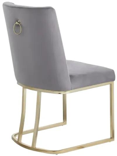 Dining Chairs, Velvet Upholstered Side Chair, Gold Metal Legs (Set Of 2) - Gray