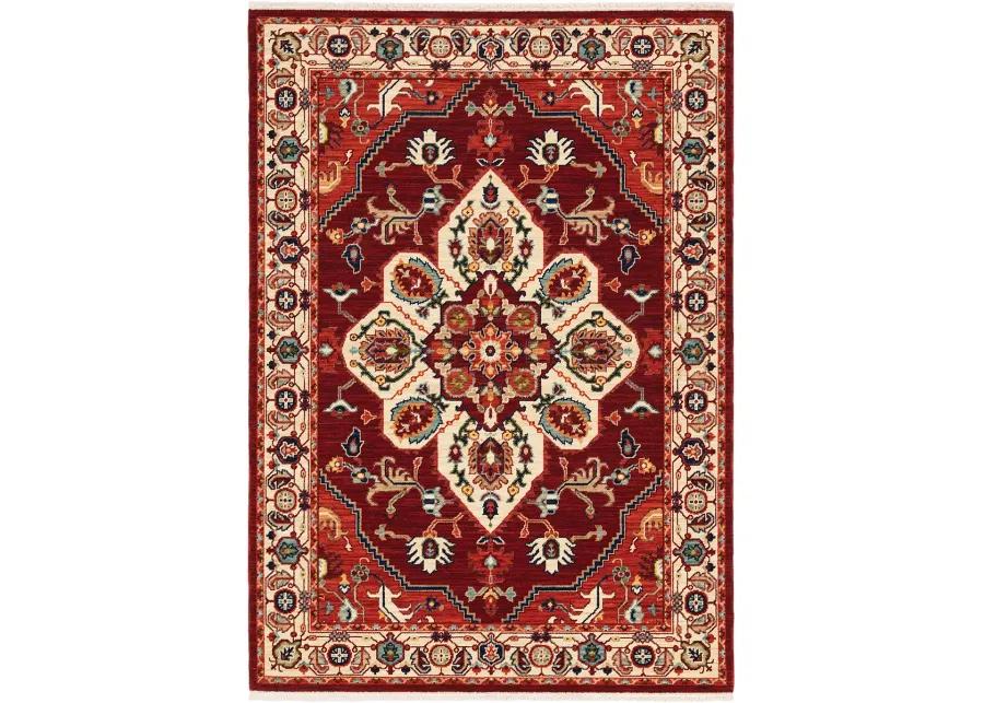 Lilihan 6'7" x 9'6" Red Rug