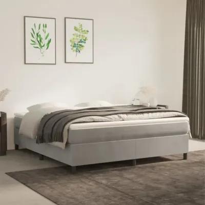 vidaXL Modern Velvet Box Spring Bed Frame - Light Gray, 72"x83.9", California King Size - Engineered Wood Construction, Plywood Support