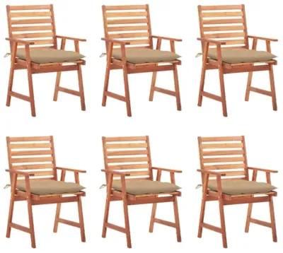 vidaXL Outdoor Dining Chairs 6 pcs with Cushions Solid Acacia Wood