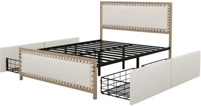 Merax Upholstered Platform Bed with 4 Drawers