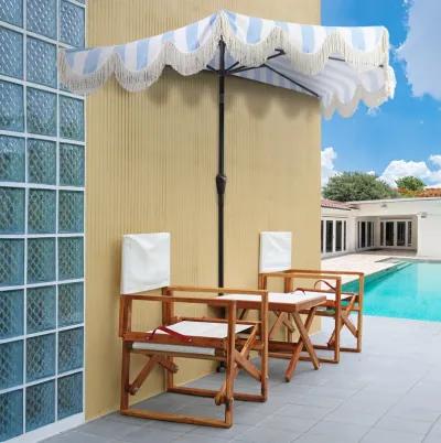 Beverly Designer Classic Scalloped Fringe Half Market Patio Umbrella with Crank, Push Button Tilt and UV Protection