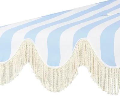 Beverly Designer Classic Scalloped Fringe Half Market Patio Umbrella with Crank, Push Button Tilt and UV Protection