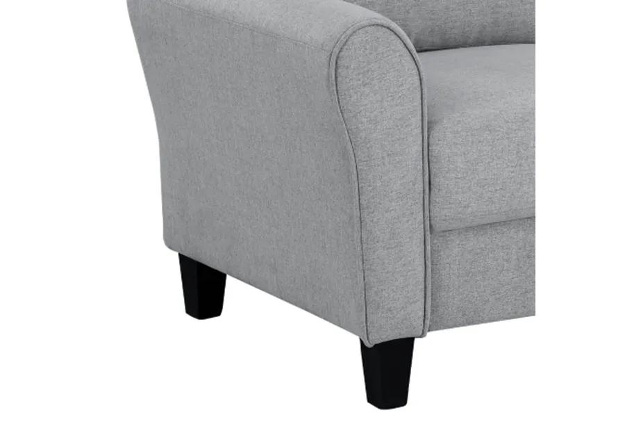 Engi 58 Inch Accent Loveseat, Smooth Gray Polyester, Attached Back Cushion - Benzara