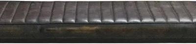 Mia 54 Inch Bench, Hand Dyed Espresso Brown Leather, Vertical Tufting -Benzara