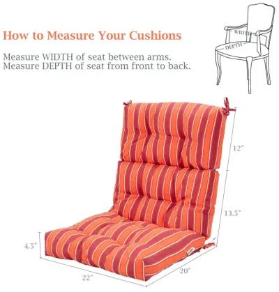 Tufted Patio High Back Chair Cushion with Non-Slip String Ties