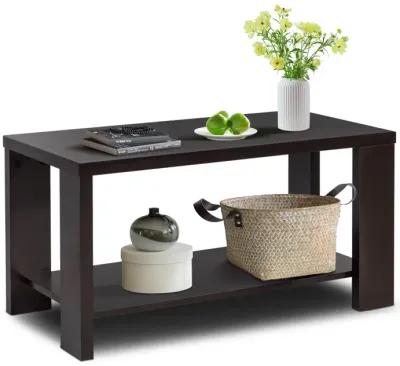 Rectangular Cocktail Coffee Table with Storage Shelf