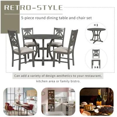 Merax Modern Round Dining Table and Chairs Set