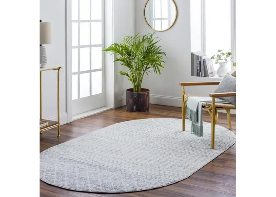 Elaziz ELZ-2345 4' x 6' Oval Gray Rug