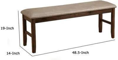 Rubberwood Dining Bench With Padded Upholstery Brown-Benzara