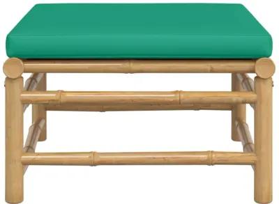 vidaXL Patio Footstool with Green Cushion Bamboo