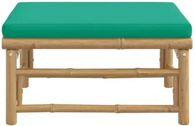 vidaXL Patio Footstool with Green Cushion Bamboo