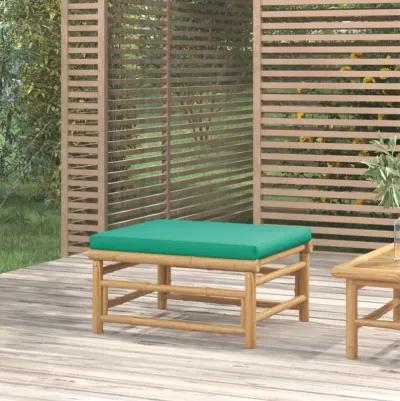 vidaXL Patio Footstool with Green Cushion Bamboo