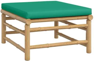 vidaXL Patio Footstool with Green Cushion Bamboo