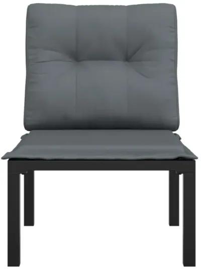 vidaXL Patio Chair with Cushions Black and Gray Poly Rattan