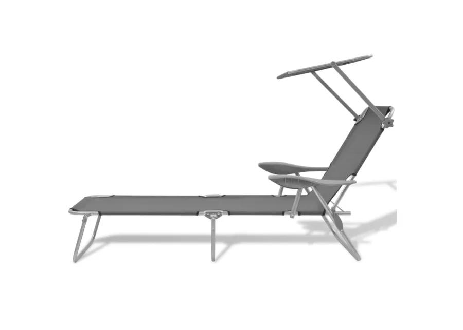 vidaXL Sun Lounger with Canopy Steel Gray