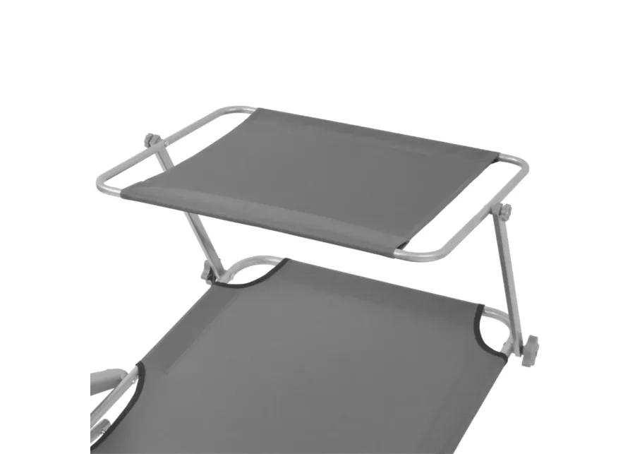 vidaXL Sun Lounger with Canopy Steel Gray