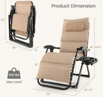 Hivvago Adjustable Metal Zero Gravity Lounge Chair with Removable Cushion and Cup Holder Tray