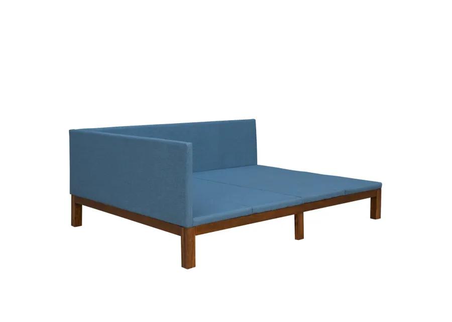 Upholstered Daybed/Sofa Bed Frame Full Size Linen-Blue