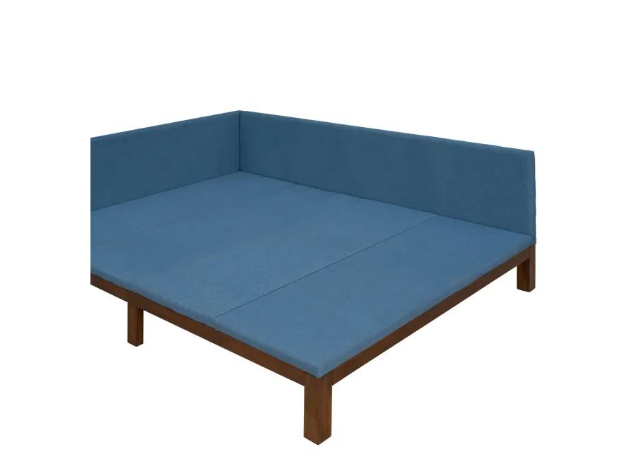 Upholstered Daybed/Sofa Bed Frame Full Size Linen-Blue