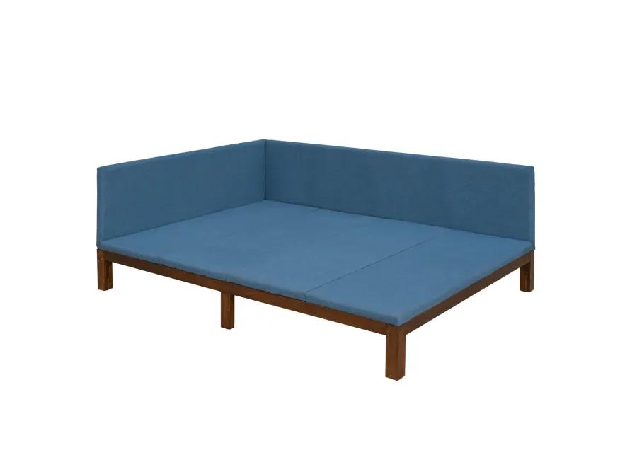 Upholstered Daybed/Sofa Bed Frame Full Size Linen-Blue