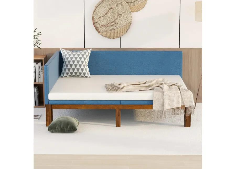 Upholstered Daybed/Sofa Bed Frame Full Size Linen-Blue