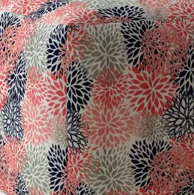 Homezia 17" Coral 100% Polyester Floral Pouf Ottoman