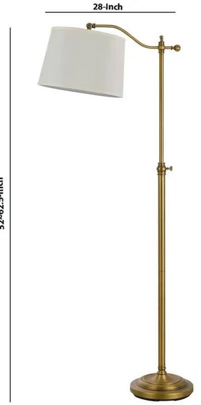 100 Watt Metal Down Bride Floor lamp with Fabric Tapered Drum Shade, Gold-Benzara