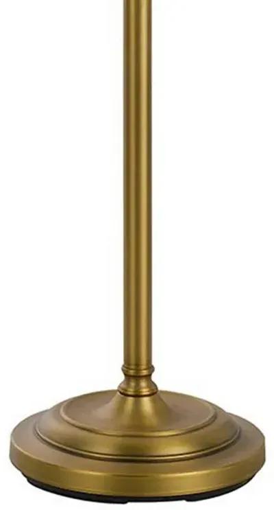 100 Watt Metal Down Bride Floor lamp with Fabric Tapered Drum Shade, Gold-Benzara