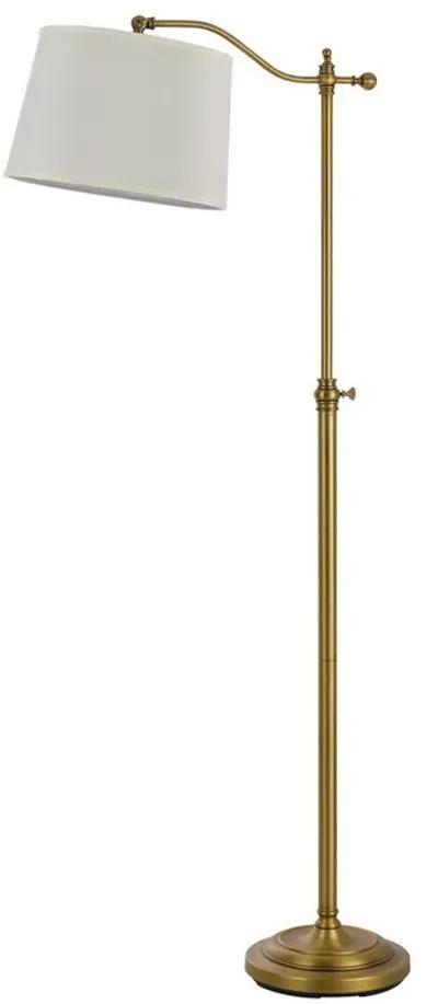 100 Watt Metal Down Bride Floor lamp with Fabric Tapered Drum Shade, Gold-Benzara