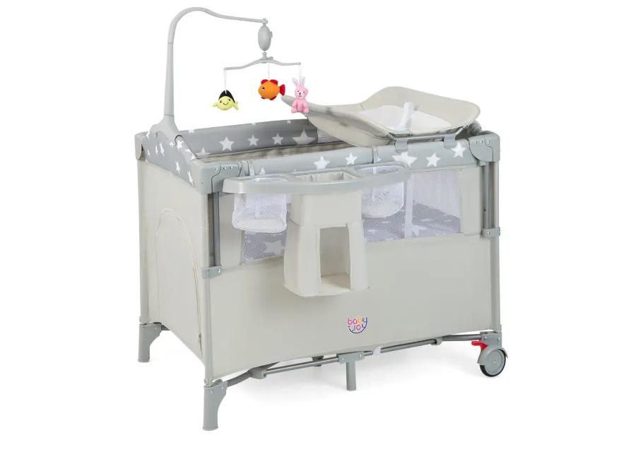 5-in-1  Portable Baby Beside Sleeper Bassinet Crib Playard with Diaper Changer