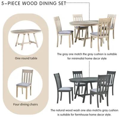 5-Piece Wood Dining Table Set