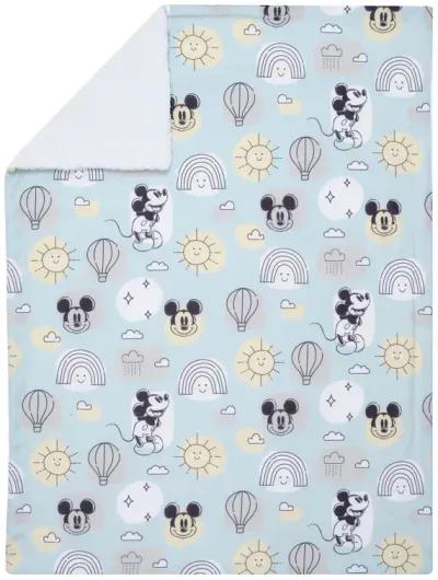 Lambs & Ivy Disney Baby Classic Mickey Mouse Blue/White Soft Fleece Baby Blanket