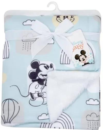 Lambs & Ivy Disney Baby Classic Mickey Mouse Blue/White Soft Fleece Baby Blanket